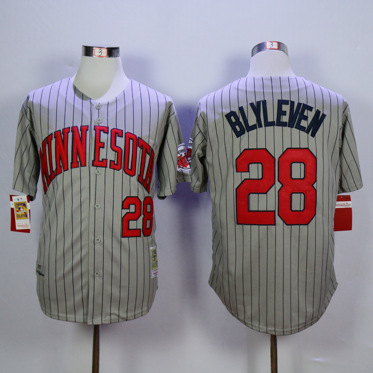 Men Minnesota Twins #28 Blyleven Grey Throwback 1987 MLB Jerseys->minnesota twins->MLB Jersey